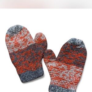 Cozy Knit Mittens in Orange and Gray